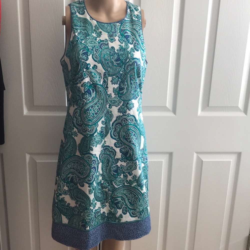 Ann Taylor Green Blue Paisley Sheath Dress